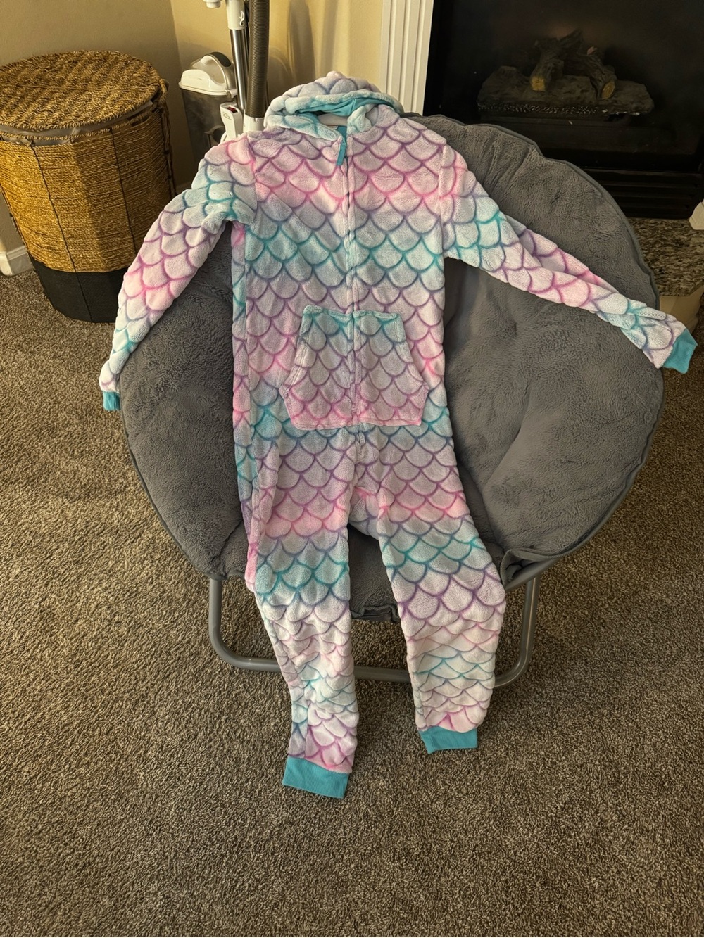 Cat & Jack Kids Plush Mermaid-Scale One-Piece in Pastel Pink, Aqua & Lavender